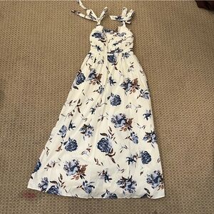 Abercrombie & Fitch Cream Maxi Dress with Blue and Brown Floral Print